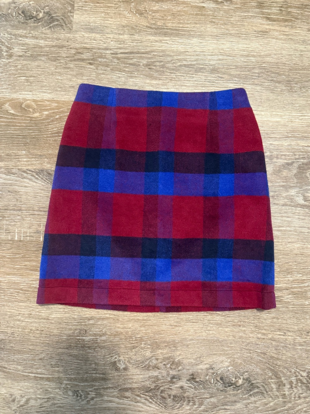 Joe Fresh Red and Blue Plaid A-Line Mini Skirt